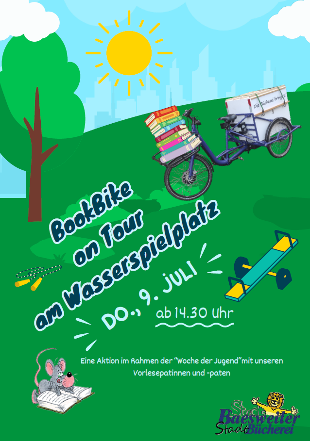 Book-Bike am Wasserspielplatz am 9. Juli 2026 ab 14.30 Uhr