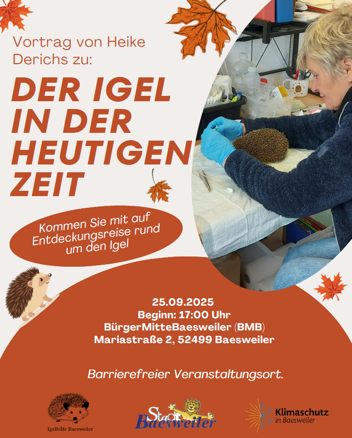 Der Igel in der heutigen Zeit: Vortrag am 25.09.2025, 17 Uhr, Mariastraße 2