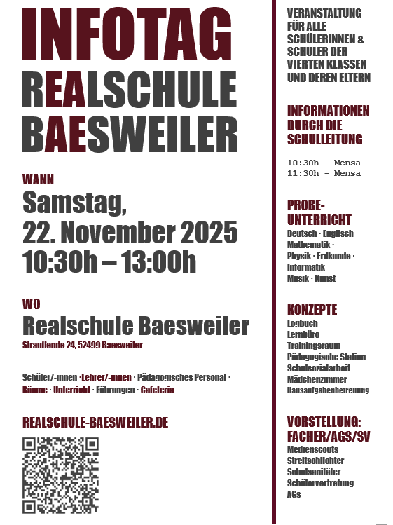 Infotag der Realschule am 22.11.2025 ab 10.30 Uhr