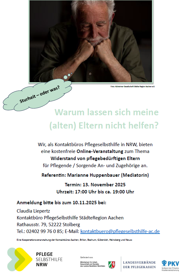Plakat Pflegeselbsthilfe: Warum lassen sich meine Eltern nicht helfen?