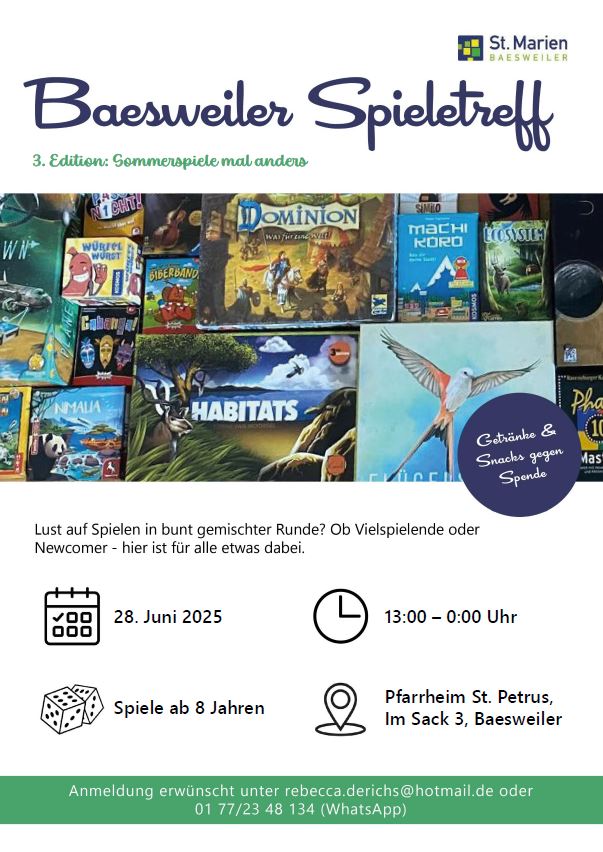 Baesweiler Spielenachmittag am 28. Juni 2025